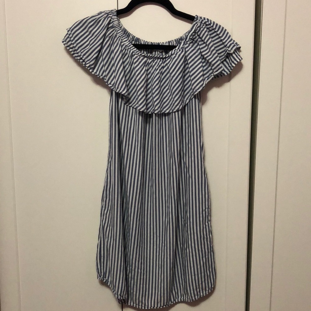 Blue and white stripped dress